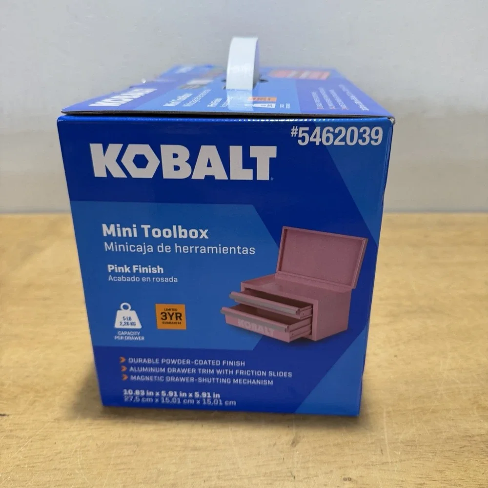 Kobalt Mini 2 Drawer Tool Box Pink Metal Makeup Storage Case 54422 NEW